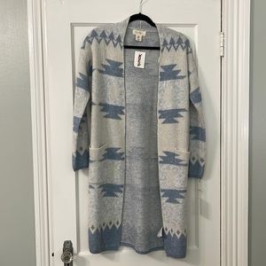 Jessica Simpson Gray Blue Sweater Western Duster NWT